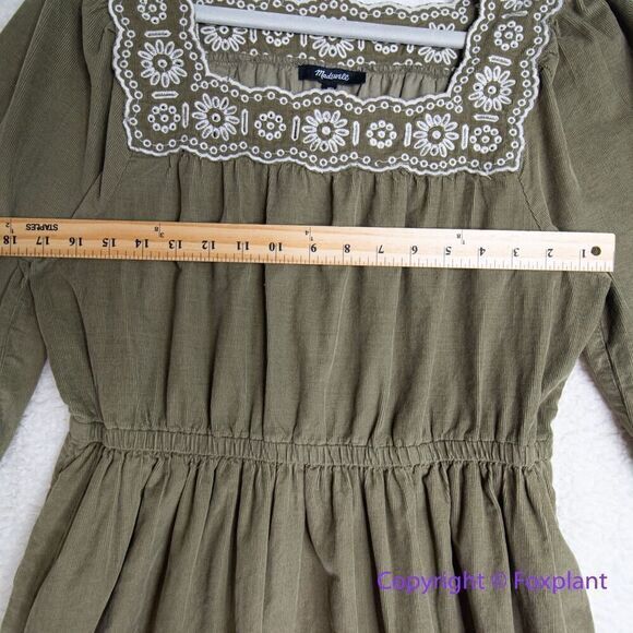 New! Madewell Embroidered Corduroy Square-Neck Mini Dress,‎ size M - Picture 8 of 16